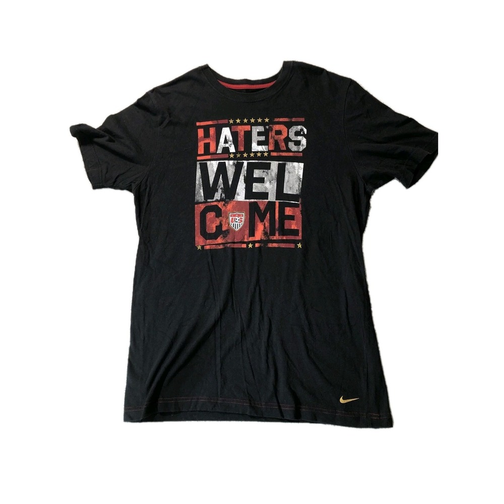 Nike Haters Welcome T Shirt Adult L Black Loose Fit Mens Nike Logo On The Bottom